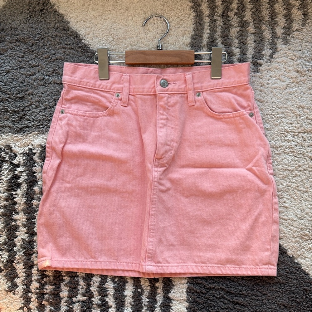 TNA pink denim skirt